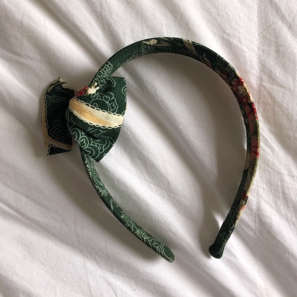 AMERICAN APPAREL Floral Green Bow Headband - Picture 8 of 10